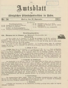 Amtsblatt der Königlichen Eisenbahndirektion in Posen 1917.09.12 Nr50