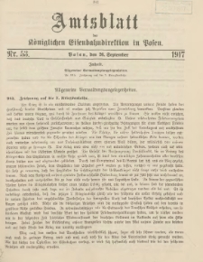 Amtsblatt der Königlichen Eisenbahndirektion in Posen 1917.09.26 Nr53
