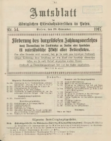 Amtsblatt der Königlichen Eisenbahndirektion in Posen 1917.09.29 Nr54