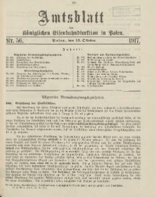 Amtsblatt der Königlichen Eisenbahndirektion in Posen 1917.10.13 Nr56