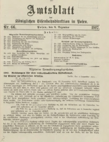 Amtsblatt der Königlichen Eisenbahndirektion in Posen 1917.12.08 Nr66