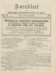 Amtsblatt der Königlichen Eisenbahndirektion in Posen 1917.12.29 Nr70