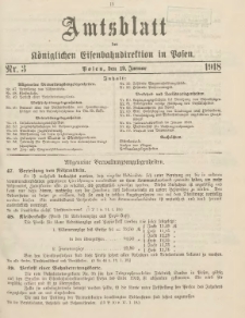 Amtsblatt der Königlichen Eisenbahndirektion in Posen 1918.01.19 Nr3