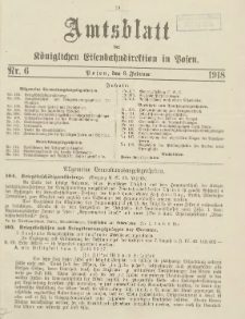 Amtsblatt der Königlichen Eisenbahndirektion in Posen 1918.02.09 Nr6