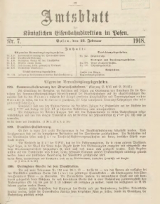 Amtsblatt der Königlichen Eisenbahndirektion in Posen 1918.02.12 Nr7