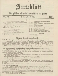 Amtsblatt der K&ouml;niglichen Eisenbahndirektion in Posen 1918.03.02 Nr10