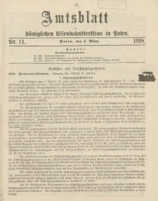 Amtsblatt der Königlichen Eisenbahndirektion in Posen 1918.03.04 Nr11