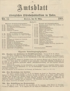 Amtsblatt der Königlichen Eisenbahndirektion in Posen 1918.03.23 Nr15