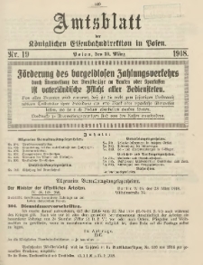 Amtsblatt der Königlichen Eisenbahndirektion in Posen 1918.03.30 Nr19