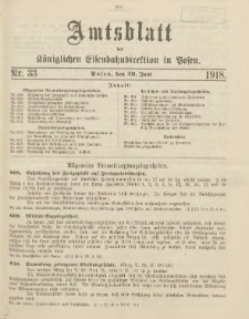 Amtsblatt der Königlichen Eisenbahndirektion in Posen 1918.06.29 Nr33