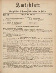 Amtsblatt der Königlichen Eisenbahndirektion in Posen 1918.07.10 Nr36
