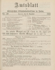 Amtsblatt der Königlichen Eisenbahndirektion in Posen 1918.11.16 Nr59