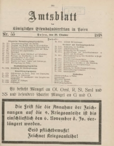 Amtsblatt der Königlichen Eisenbahndirektion in Posen 1918.10.26 Nr55