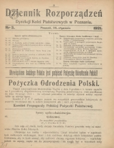 Dziennik Rozporządzeń Dyrekcji Kolei Państwowych w Poznaniu 1921.01.29 Nr3