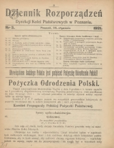Dziennik Rozporządzeń Dyrekcji Kolei Państwowych w Poznaniu 1921.01.29 Nr3