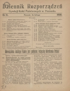 Dziennik Rozporządzeń Dyrekcji Kolei Państwowych w Poznaniu 1921.02.12 Nr6