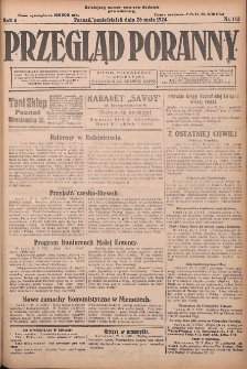Przegląd Poranny: pismo niezależne i bezpartyjne 1924.05.26 R.4 Nr143