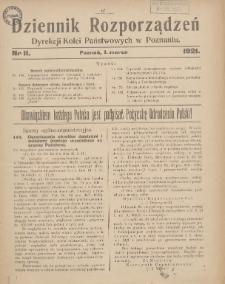 Dziennik Rozporządzeń Dyrekcji Kolei Państwowych w Poznaniu 1921.03.01 Nr11