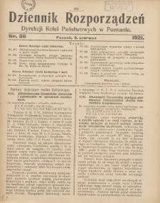 Dziennik Rozporządzeń Dyrekcji Kolei Państwowych w Poznaniu 1921.06.09 Nr36