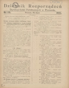 Dziennik Rozporządzeń Dyrekcji Kolei Państwowych w Poznaniu 1921.07.25 Nr48