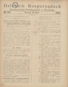 Dziennik Rozporządzeń Dyrekcji Kolei Państwowych w Poznaniu 1921.07.25 Nr48