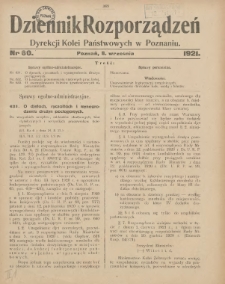 Dziennik Rozporządzeń Dyrekcji Kolei Państwowych w Poznaniu 1921.09.08 Nr60