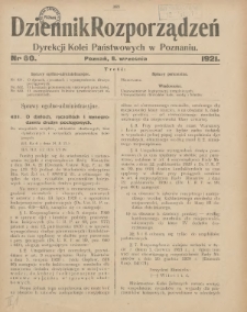 Dziennik Rozporządzeń Dyrekcji Kolei Państwowych w Poznaniu 1921.09.08 Nr60