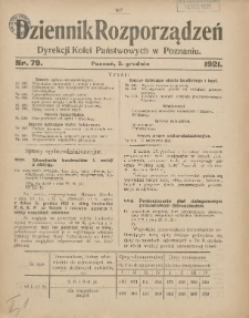 Dziennik Rozporządzeń Dyrekcji Kolei Państwowych w Poznaniu 1921.12.03 Nr79