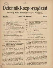 Dziennik Rozporządzeń Dyrekcji Kolei Państwowych w Poznaniu 1922.01.20 Nr6