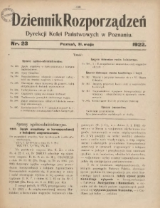 Dziennik Rozporządzeń Dyrekcji Kolei Państwowych w Poznaniu 1922.05.31 Nr23