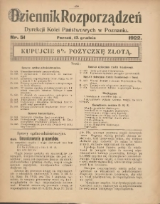 Dziennik Rozporządzeń Dyrekcji Kolei Państwowych w Poznaniu 1922.12.13 Nr51