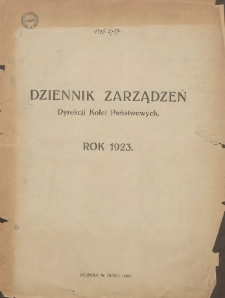 Dziennik Rozporządzeń Dyrekcji Kolei Państwowych w Poznaniu 1923.01.04 Nr1