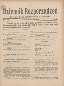 Dziennik Rozporządzeń Dyrekcji Kolei Państwowych w Poznaniu 1923.04.11 Nr16