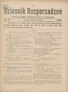 Dziennik Rozporządzeń Dyrekcji Kolei Państwowych w Poznaniu 1923.04.24 Nr18