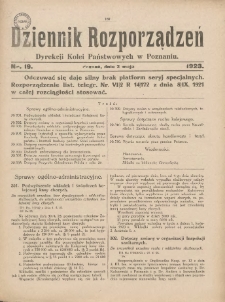 Dziennik Rozporządzeń Dyrekcji Kolei Państwowych w Poznaniu 1923.05.02 Nr19