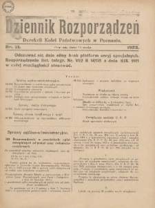 Dziennik Rozporządzeń Dyrekcji Kolei Państwowych w Poznaniu 1923.05.16 Nr21