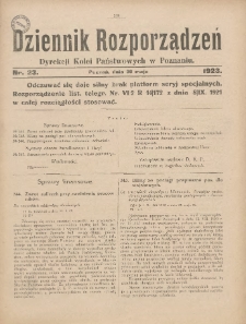 Dziennik Rozporządzeń Dyrekcji Kolei Państwowych w Poznaniu 1923.05.30 Nr23