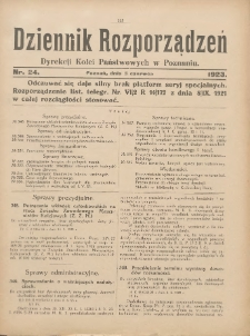 Dziennik Rozporządzeń Dyrekcji Kolei Państwowych w Poznaniu 1923.06.06 Nr24