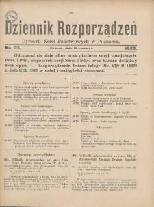 Dziennik Rozporządzeń Dyrekcji Kolei Państwowych w Poznaniu 1923.06.14 Nr25