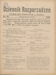 Dziennik Rozporządzeń Dyrekcji Kolei Państwowych w Poznaniu 1923.06.21 Nr26