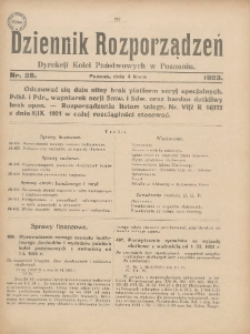 Dziennik Rozporządzeń Dyrekcji Kolei Państwowych w Poznaniu 1923.07.04 Nr28