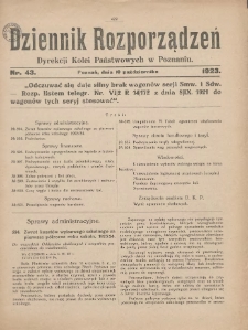 Dziennik Rozporządzeń Dyrekcji Kolei Państwowych w Poznaniu 1923.10.10 Nr43
