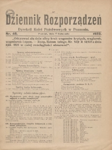 Dziennik Rozporządzeń Dyrekcji Kolei Państwowych w Poznaniu 1923.11.07 Nr48