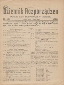 Dziennik Rozporządzeń Dyrekcji Kolei Państwowych w Poznaniu 1923.11.07 Nr48