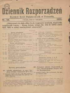 Dziennik Rozporządzeń Dyrekcji Kolei Państwowych w Poznaniu 1923.11.21 Nr50