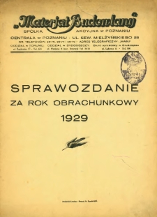 Sprawozdanie za rok obrachunkowy 1929.