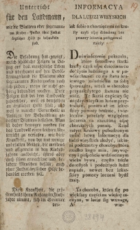 Informacya dla ludzi wieyskich iak sobie z choruiącemi na krosty czyli ospę dziecinną bez pomocy lekarza postępować należy
