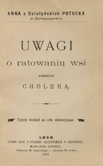 Uwagi o ratowaniu wsi dotkniętych cholerą