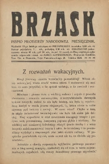 Brzask: Pismo Młodzieży Narodowej. Miesięcznik 1919.08.15 R.5 Nr8