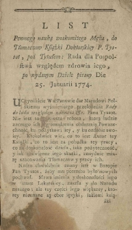 Rada dla pospolstwa względem zdrowia iego przez P. Tyssot [...] z Francuzkiego na Polski ięzyk przełożona i po raz drugi przedrukowana. T. 1